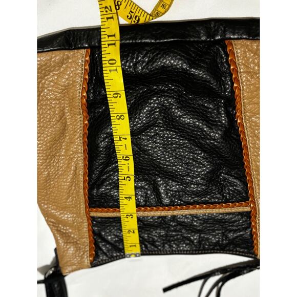 MARC FISHER-Dark Brown/Tan-Pebbled Leather-adj. crossbody strap boho 80’s Purse - Picture 5 of 8